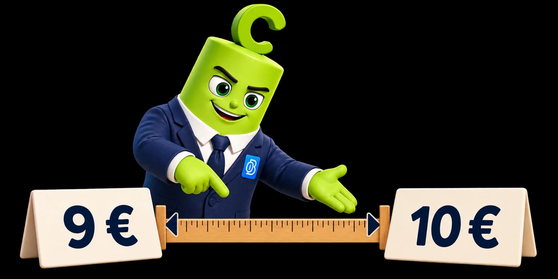 A ruler marks the gap between a €9 Bid and a €10 Ask.